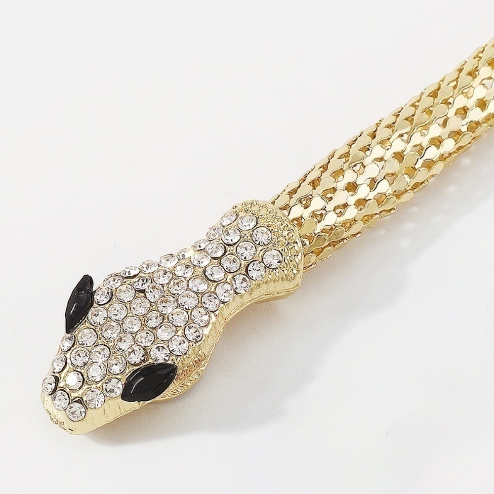 Snake Wrap Necklace with Rhinestones. Gold.‎ - Picture 4 of 5